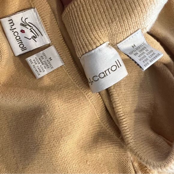 VTG Knit Sweater Set Pencil Long Skirt Tunic Button Up Scoop Neck Sz M Wheat Tan - Picture 10 of 12